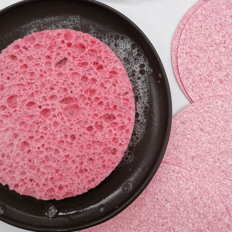 Natural Wood Pulp Cotton Face Washing Pink Compressed Makeup Remover Sponge Enlarges in Water Cleansing Cleansing and Exfoliating Sponge Puff