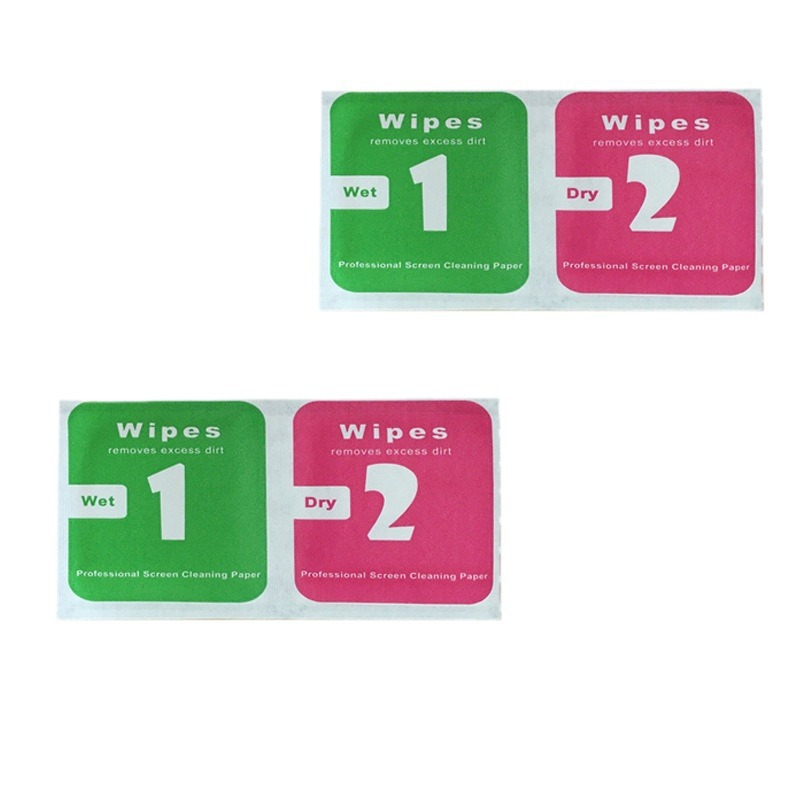 1+2 wet and dry alcohol bag mobile phone tempered film auxiliary tool dust removal sticker cleaning alcohol cotton wholesale