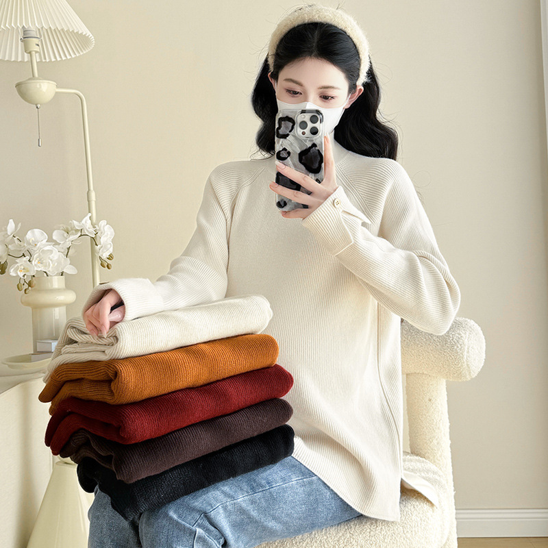 Pregnant women's clothing bottoming shirt 2024 new autumn and winter sweater sweater sweater fashion western style fashionable winter coat high sense