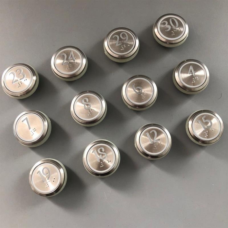 Bdm/Kone Elevator Button/Kds50 Surface-Mounted Round Button/Ordinary Green Board High-Quality White Board/White Surface Black Surface