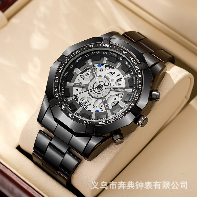 Foreign trade hot sale Xiyin TEMU men's fashion electroplated tungsten steel leisure automatic imitation mechanical watch wholesale