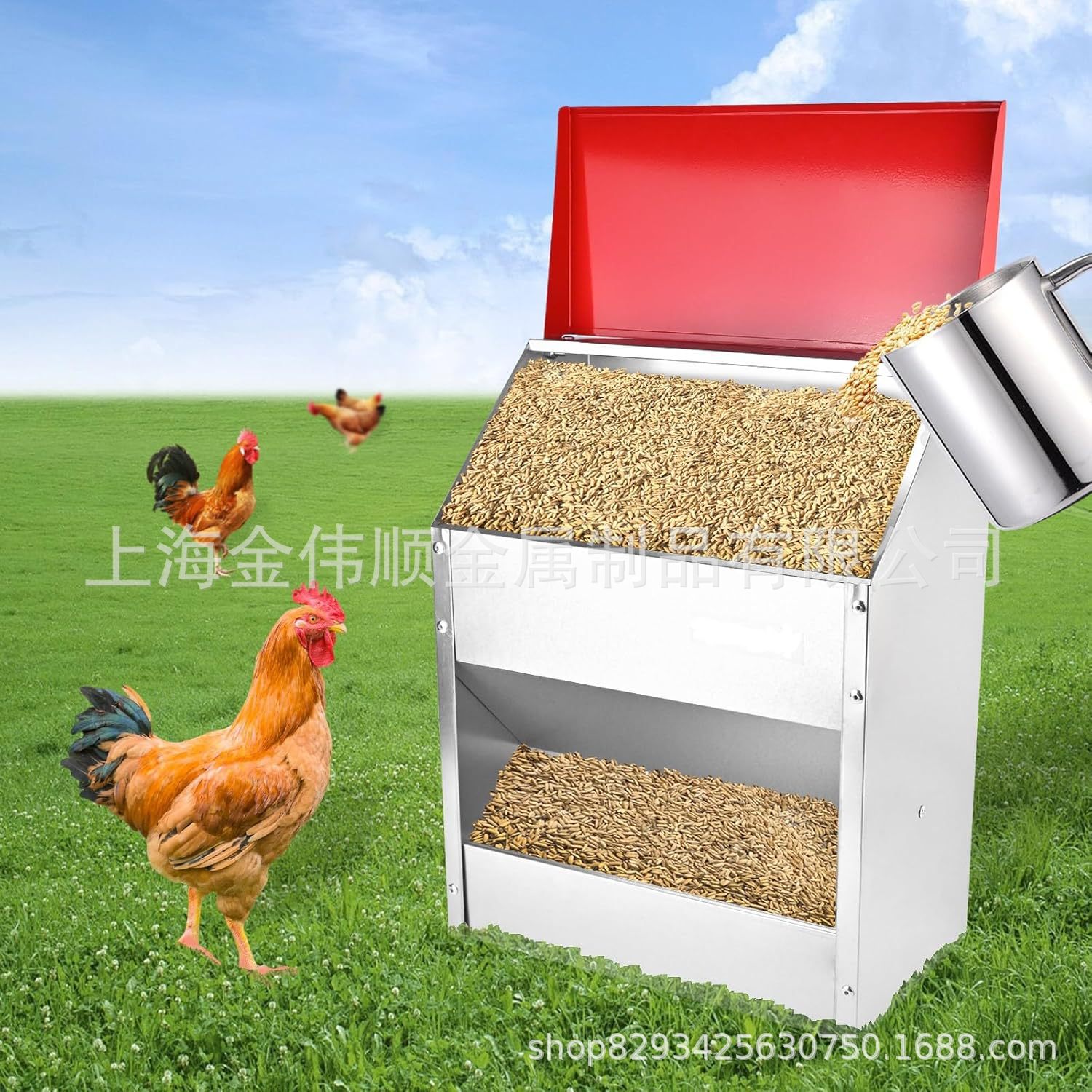 Outdoor Chicken Trough Feeder Thickeneded Galvanized Plate Trough Poultry Chicken Feed Bucket for Chickens and Poultry