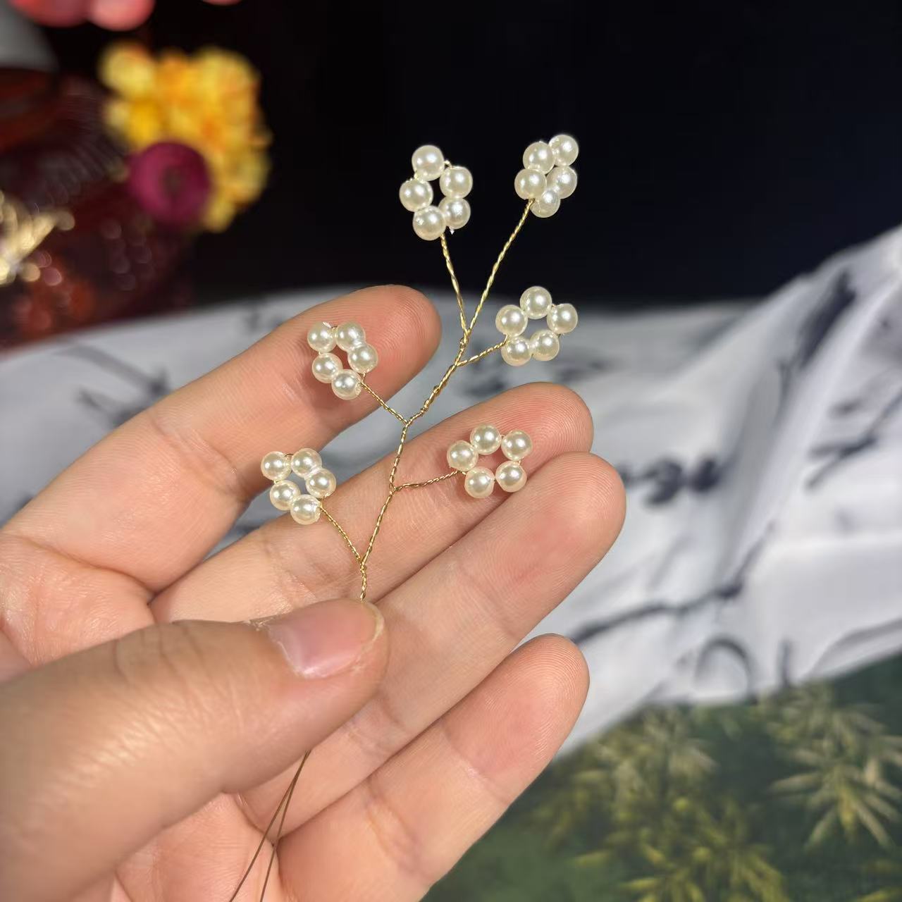 Ancient Style Headdress, Flower Branches, Branches and Leaves, DIY Gypsophila, Pearls, Bridal Jewelry, Fan, Corsage, Hairpin Material, Handmade