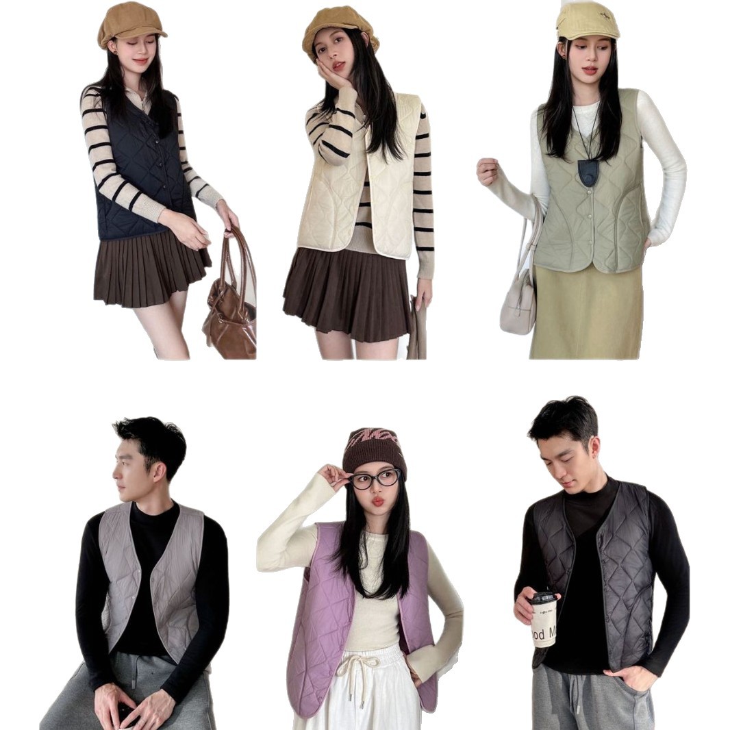 2025 New Autumn and Winter Nylon Wool Vests for Men and Women, Couple Vests, Warm Vests, Anti-Pilling, Can Be Worn Outside