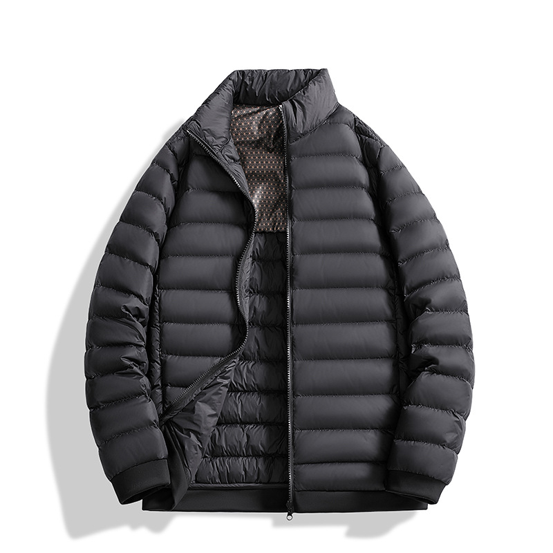 Wholesale down Jackets for Men and Women, Black Autumn and Winter New Style, Short Stand Collar, Thin and Light down Lining 2518