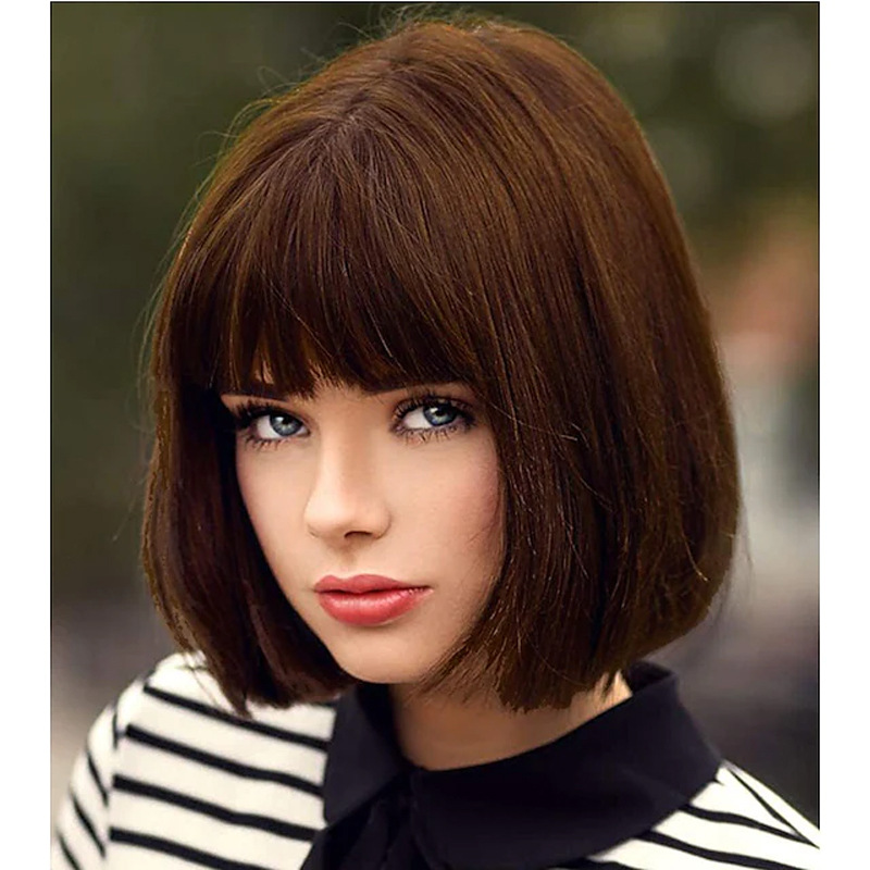 European and American wigs with bangs and bobo head student wigs short hair BOB head color anime Halloween wig set