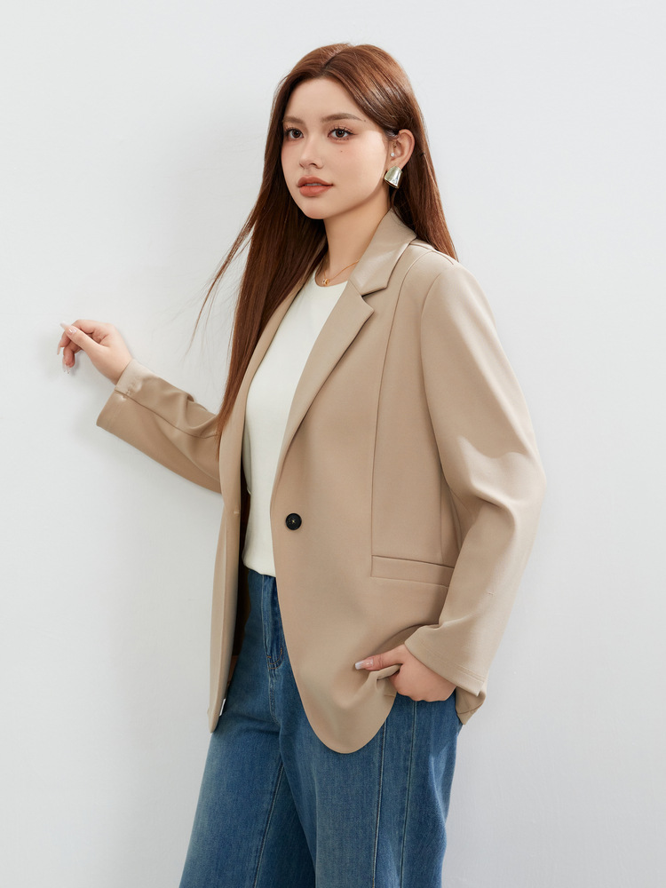 Xianlixiu Spring New Plus Size Women's Clothing Fat mm High-end Elegant Work Clothing Versatile Elastic Comfortable Pure Color Suit