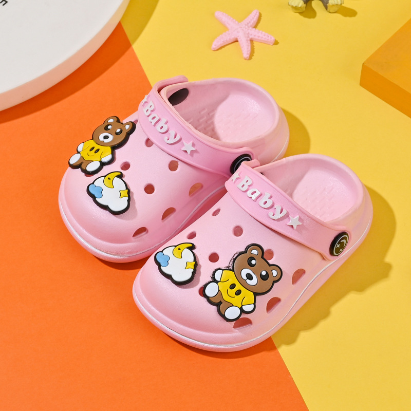 Оптовая поставка детские обувь с отверстиями повседневные тапочки Баотоу мультяшные мягкое дно противоскользящие сандалии