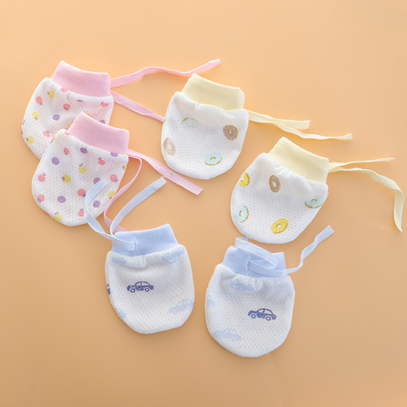 Baby Anti-scratch Gloves Baby Adjustable Summer New Transparent Jacquard Thin Gloves Newborn Gloves