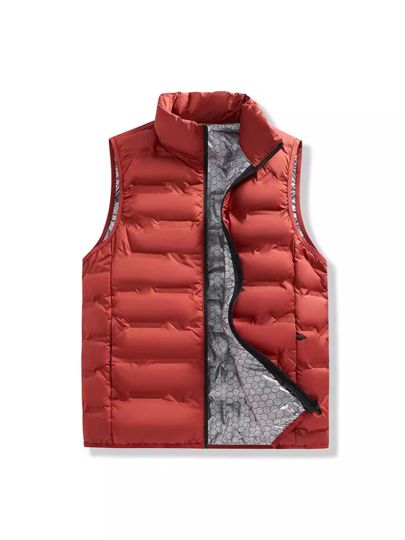 Мужской жилет осень-зима, новый спортивный жилет из пуха, корейский стиль, вертикальный воротник, свободный, теплый