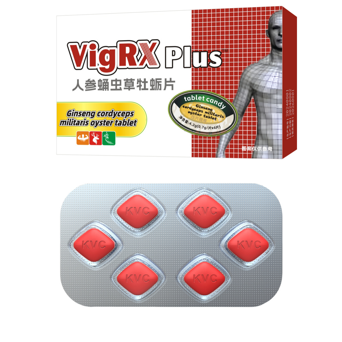 Ginseng, Cordyceps Militaris, Oyster Tablets, Peptide Tablets, 6 Tablets, Men's German Black King Nourishing Food Wholesale, Maca