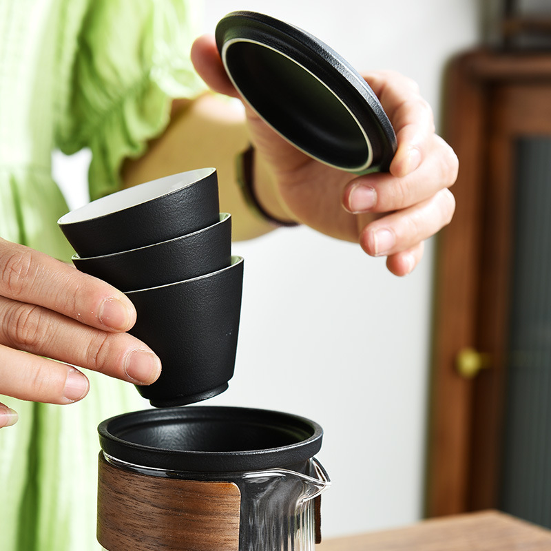 Small Set Ceramic Express Cup One Pot Three Cups Outdoor Portable Kung Fu Tea Set Small Bag Travel Tea Set