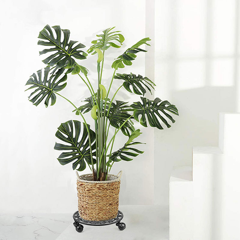 Factory Direct Indoor Household Balcony Storage Rack Floor Type Universal Wheel Flower Pot Rack Cast Iron Mobile Flower Pot Rack