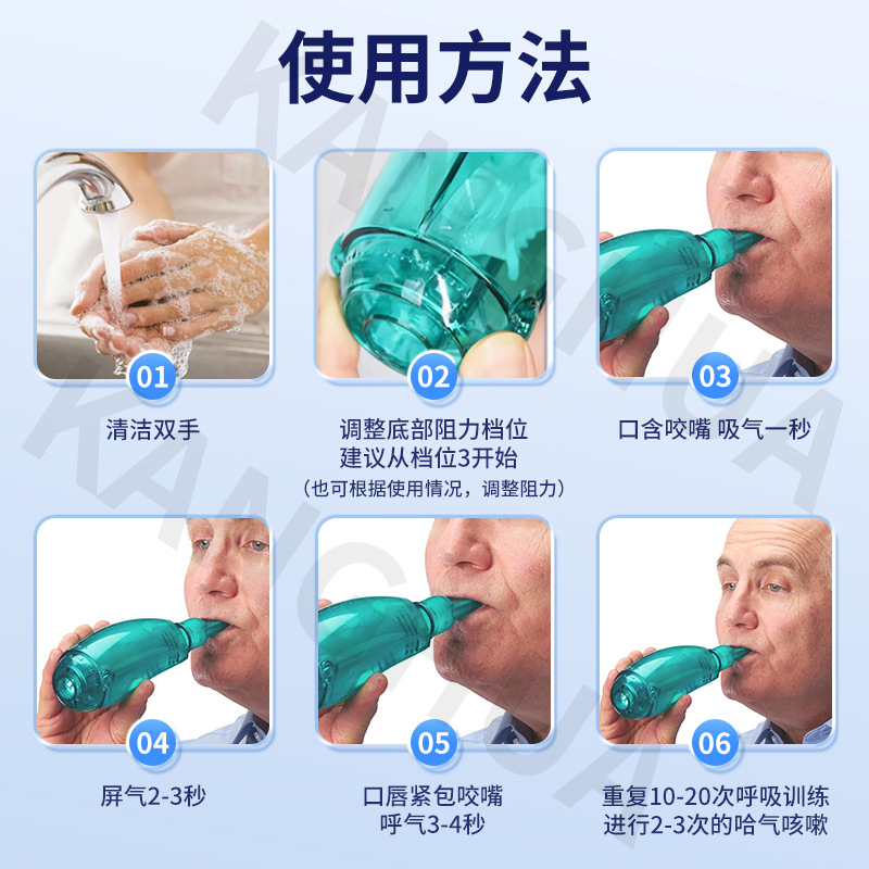 Breathing Trainer Vibration Positive Pressure Ventilation System for Expectoration, Home Use for the Elderly, Copd Positive Pressure Lung Function Breathing Exercise