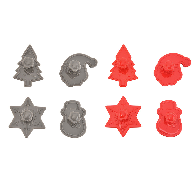 Plastic 3D Christmas Biscuit Mold Creative Press Biscuit Mold Four-piece Kitchen Baking Tools Cookie Mold
