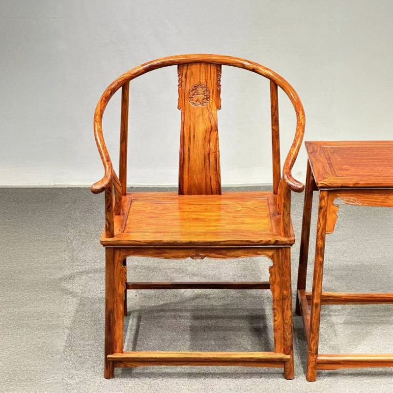 Hainan Huanghuali Single-Board Unicorn Armchair Mahogany Chinese-Style Living Room Furnishings Armchair Three-Piece Set Backrest Chair Furniture