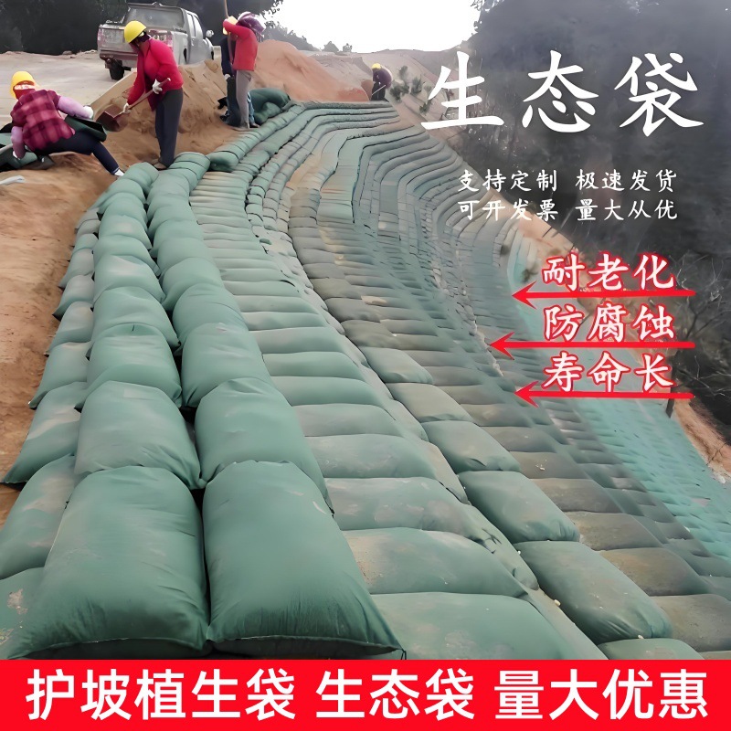 Защита откосов Зеленый экологический мешок Защита откосов Озеленение Контроль наводнений Защита окружающей среды Геомембрана Укрепляющий мешок для посева травы