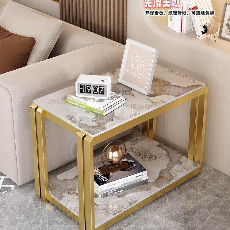 Living Room Rectangular Side Table Sofa Side Cabinet Household Small Coffee Table Simple Slate Square Corner Table Small Storage Table