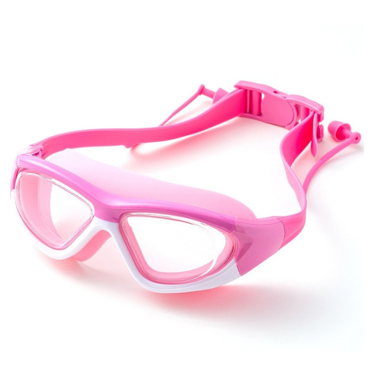 Manufacturers supply children's swimming goggles anti-fog swimming glasses boys and girls large frame color matching with one-piece earplug 5021