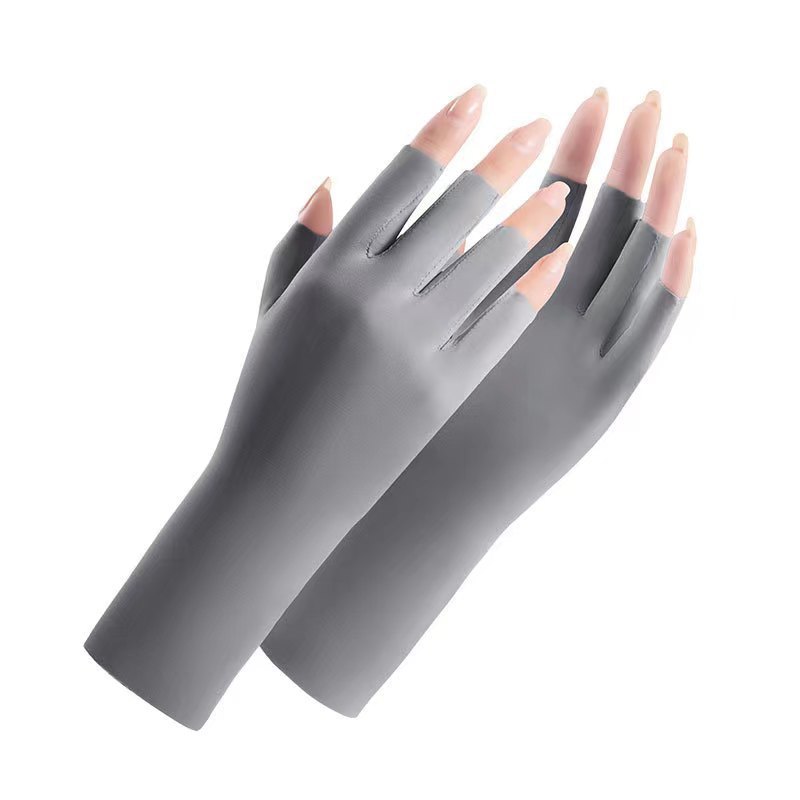 Sunscreen Nail Gloves Women's Summer Ultraviolet Protection Thin Breathable Outdoor Bicycle Driving Riding Ice Silk Gloves