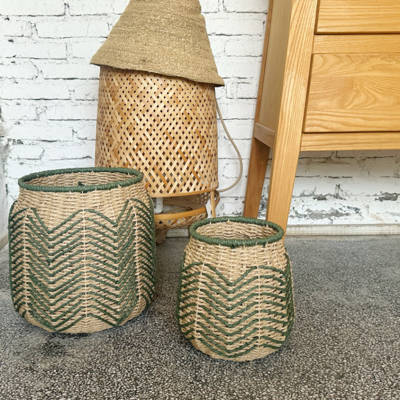 Nordic Paper Rope Flower Pots for Living Room Balcony Green Plants Rattan Flower Baskets Potted Plant Storage Baskets Handmade Woven Baskets