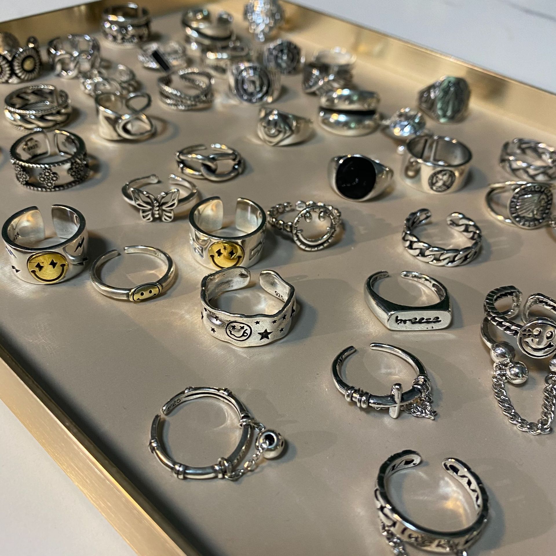 Кольцо в стиле хип-хоп, женское, креативное, персонализированное, арт-ретро, панк, цепочка, тайское серебро