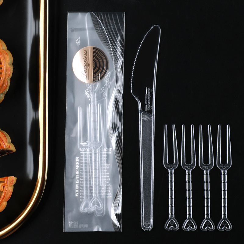 Независимая упаковка лунянского пирога, высококачественный нож для тортов, одноразовый нож для нарезки тортов, набор ножа и вилки