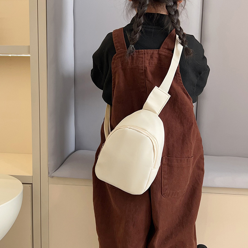Solid Color Simple Kindergarten Children's Bag Trendy Fashion Chest Bag New Girl's Lightweight Shoulder Crossbody Bag