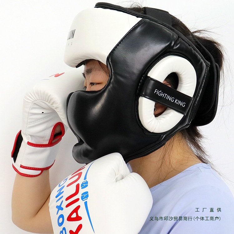 Boxing Helmet for Adults and Children Actual Combat Head Protection Sanda Muay Thai Boxing Competition Head Protective Cover Monkey Face Sanda Protective Helmet