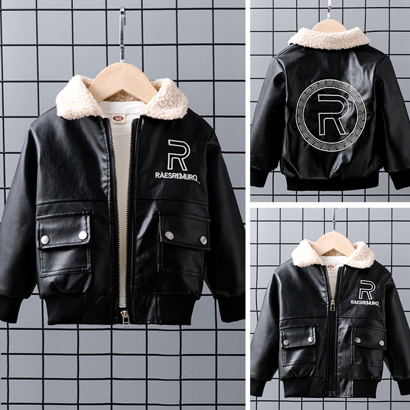 Утепленная кожаная куртка для мальчиков, осеннее и зимнее пальто из PU кожи, стильная куртка для мотоцикла