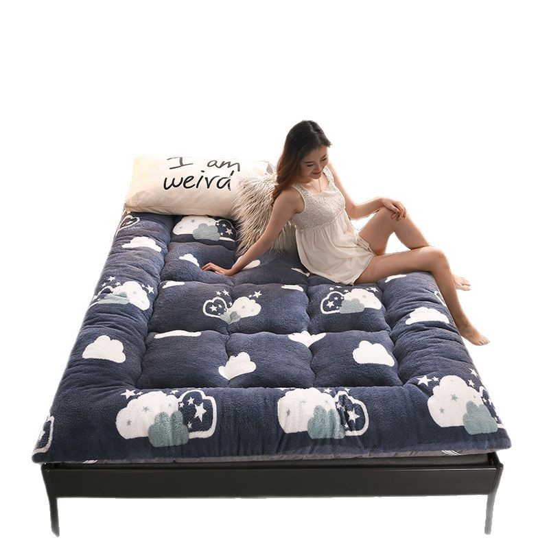 Cross-border Lamb Fleece Printed Mattress Arctic Fleece Thickened Mattress Coral Fleece Student Dormitory Single Double Household Quilt