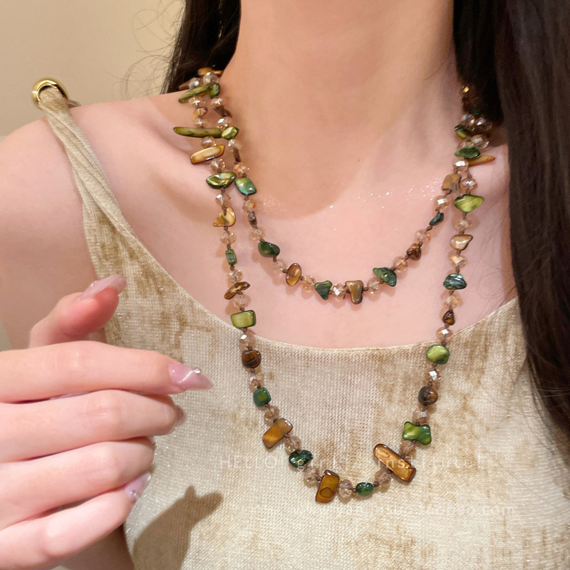 Бохо средневековое цветное ожерелье из ракушек, стиль на праздники, ретро длинная цепочка для свитера