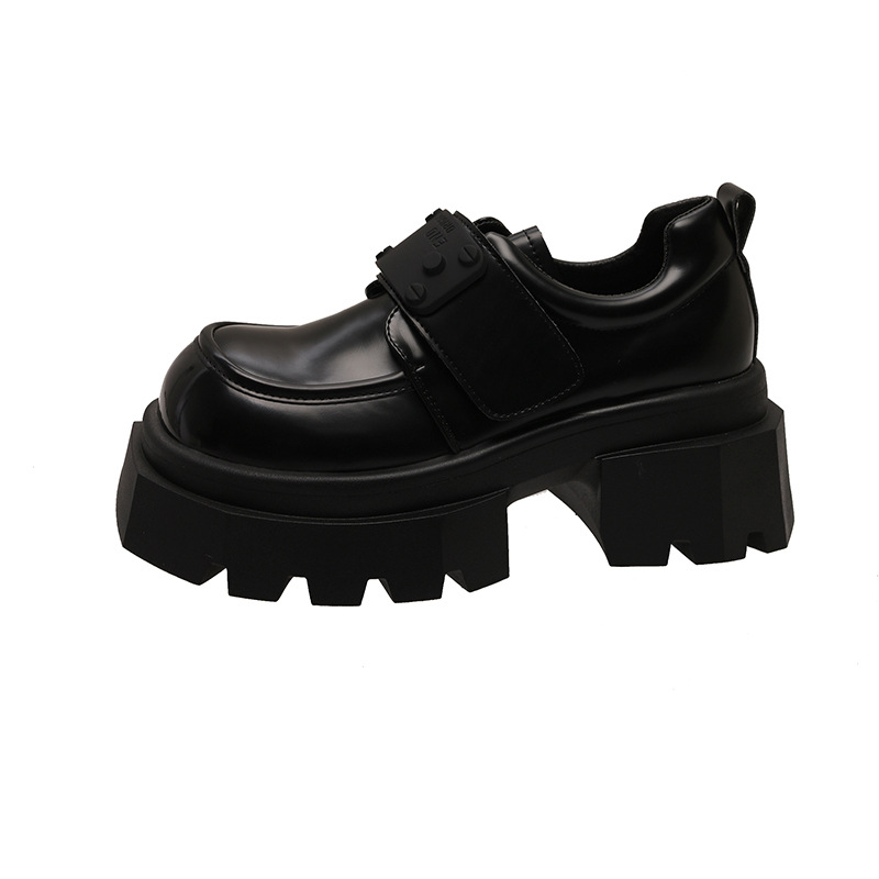 Black Thick-soled British-style Small Leather Shoes Women's Platform Loaf Loafers 2025 New Explosions Shoes All-match JK Single-layer Shoes