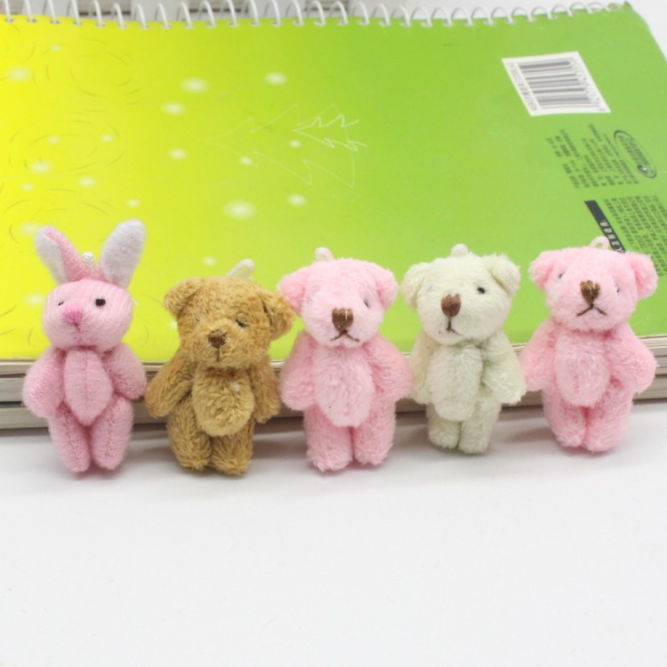 3. 5cm cartoon plush teddy bear joint bear plush doll DIY clothing hair accessories bouquet wedding candy box