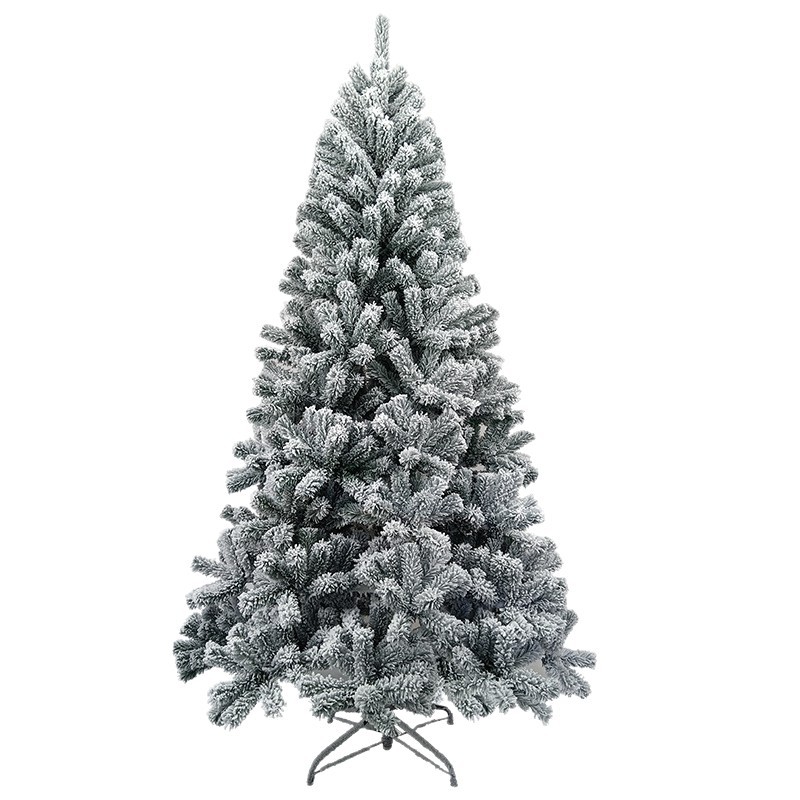 Cross-border 2.1 m flocking Christmas tree PVC encryption plus snow spray White simulation falling snow floor flocking Christmas tree in stock