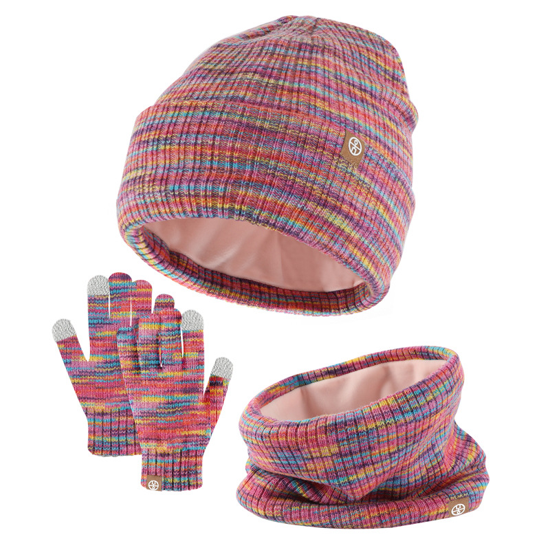 Amazon's New Winter Children's Knitted Gloves, Hat and Scarf Three-Piece Set Outdoor Warm Hat Three-Piece Set