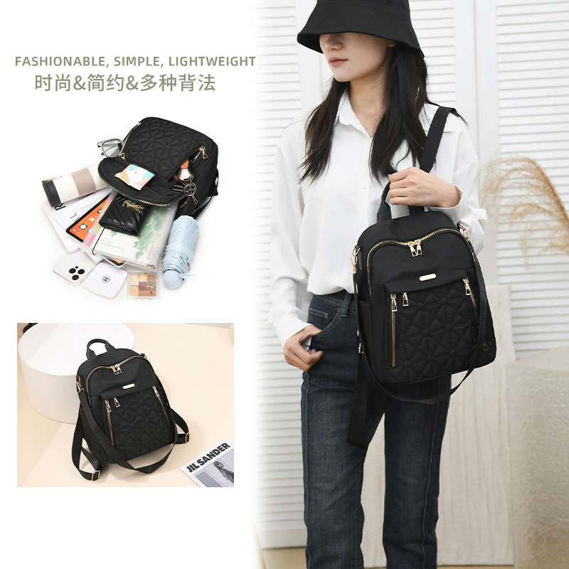 2024 New Korean Style Easiest for Match Women's Backpack Large Capacity Water-Repellent Travel Backpack Diamond Embroidery Thread Backpack for Women