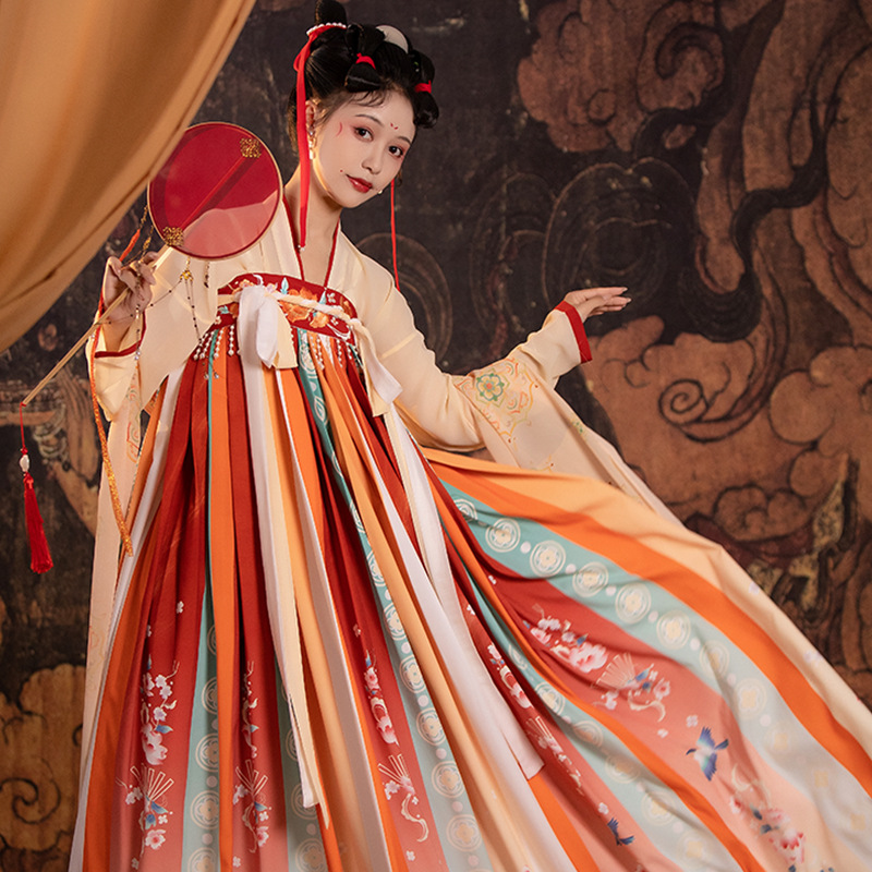 New Adult Hanfu Qi Chest Skirt Embroidered Chinese Style Suit Spring and Summer Daily Heavy Color Printing Skirt Ancient Suit Full Set