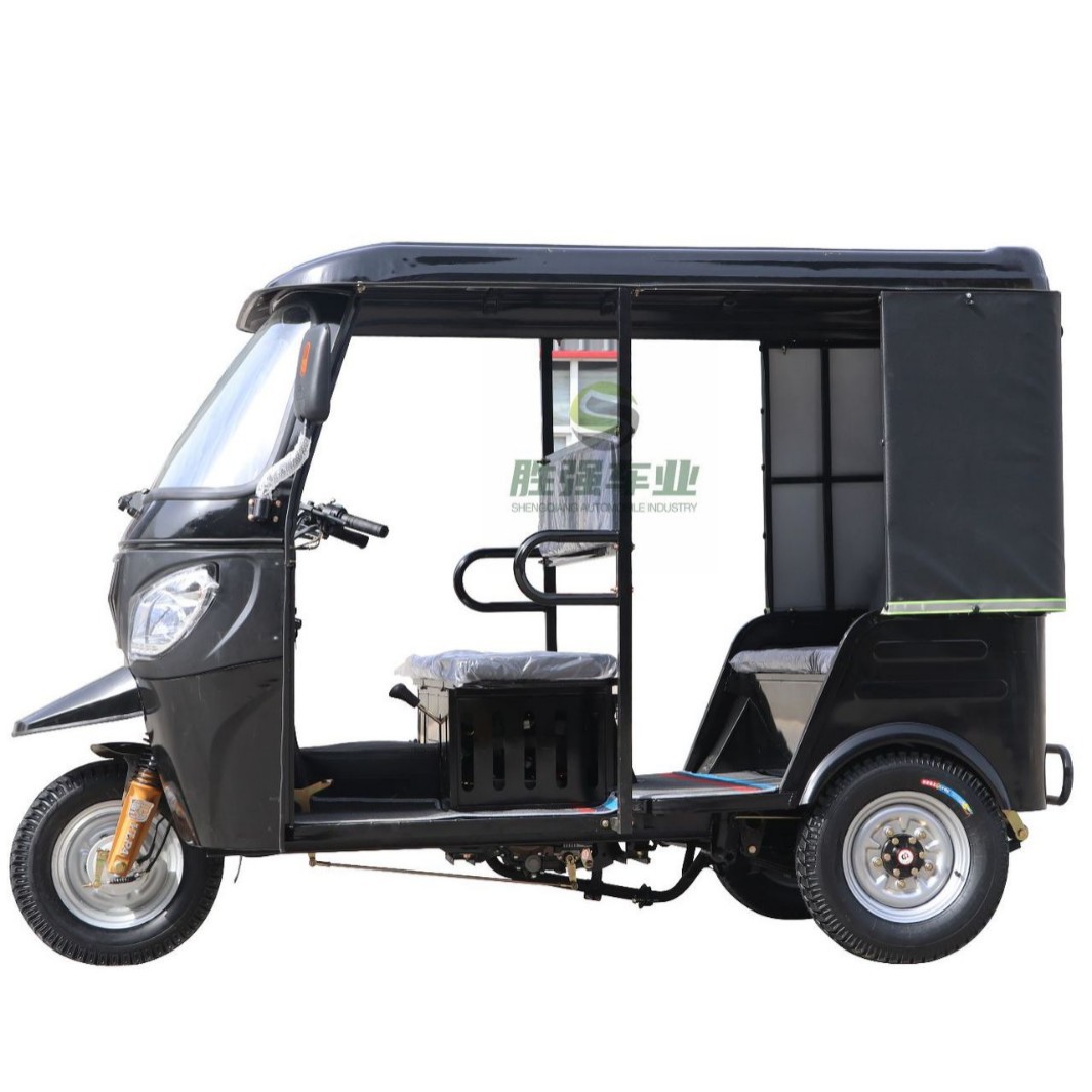 Exported to Africa Tuktuk Fuel-Powered Tricycle with Double Row for Passenger Transport Electric Fuel Tricycle
