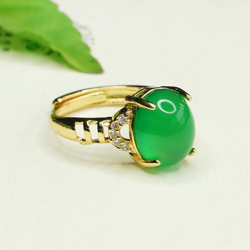 Aiyu Ice King Green Chalcedony Ring Agate Finger Ring Jewelry Factory Wholesale AY4012602
