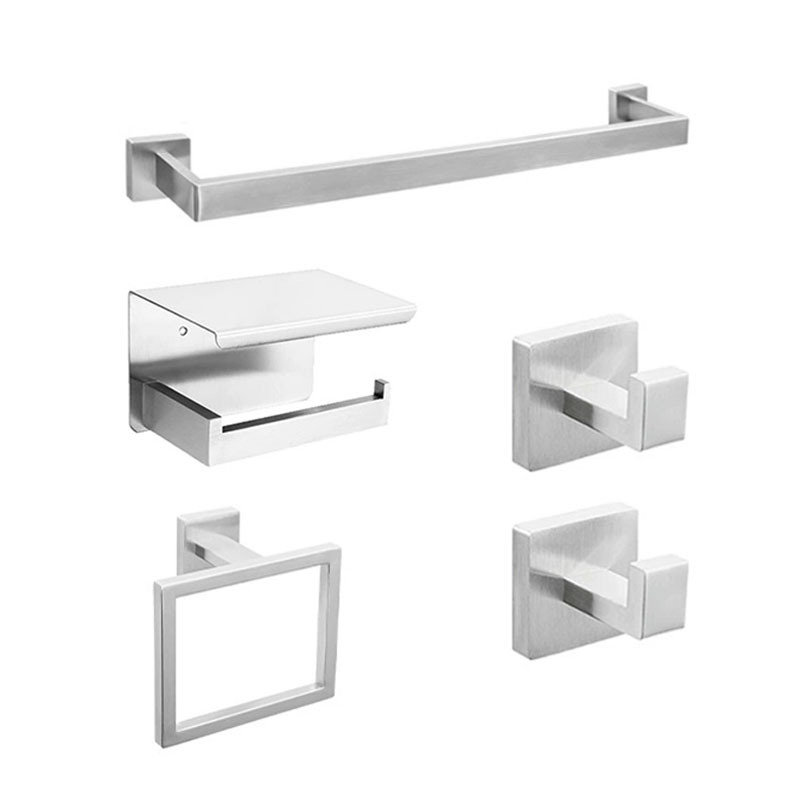 Cross-Border Stainless Steel Bathroom Set Five-Piece Bathroom Towel Rack High-End Bathroom Towel Rack for Home Use
