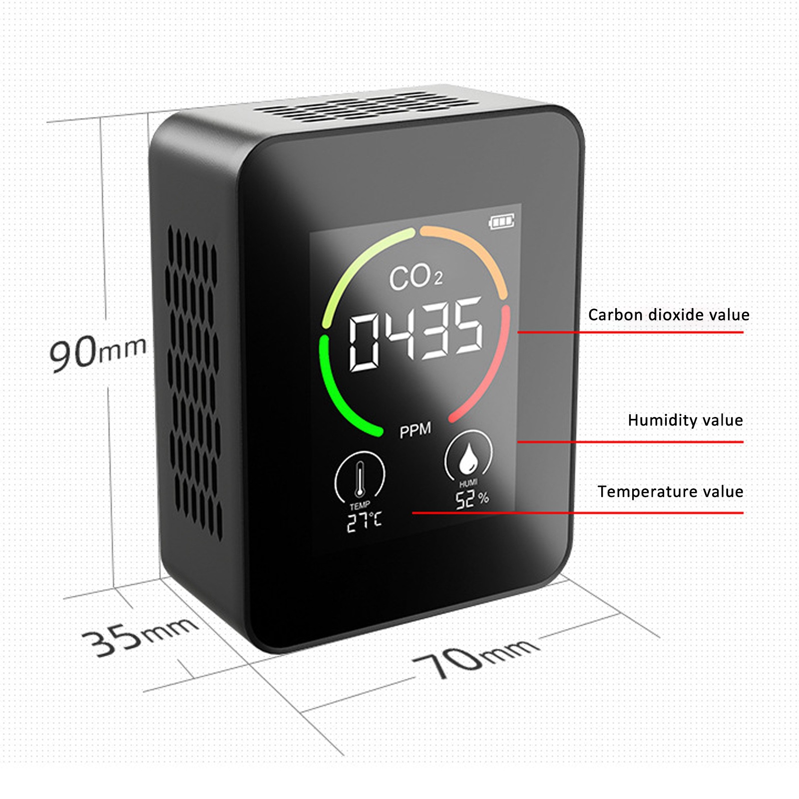 Cross-border carbon dioxide detector CO2 detector three-in-one carbon dioxide concentration temperature and humidity detection