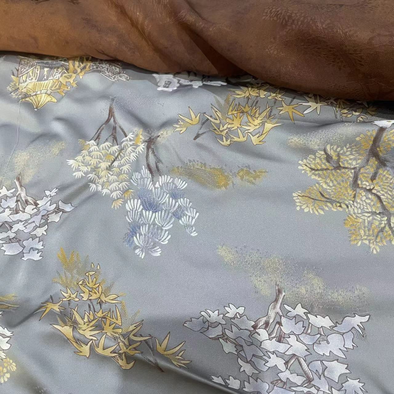 National Style Mountain Constress Abyss Heavy Rayon Fragrant Cloud Yarn Fabric Rayon Jacquard Two-Color Cheongsam Dress Fabric