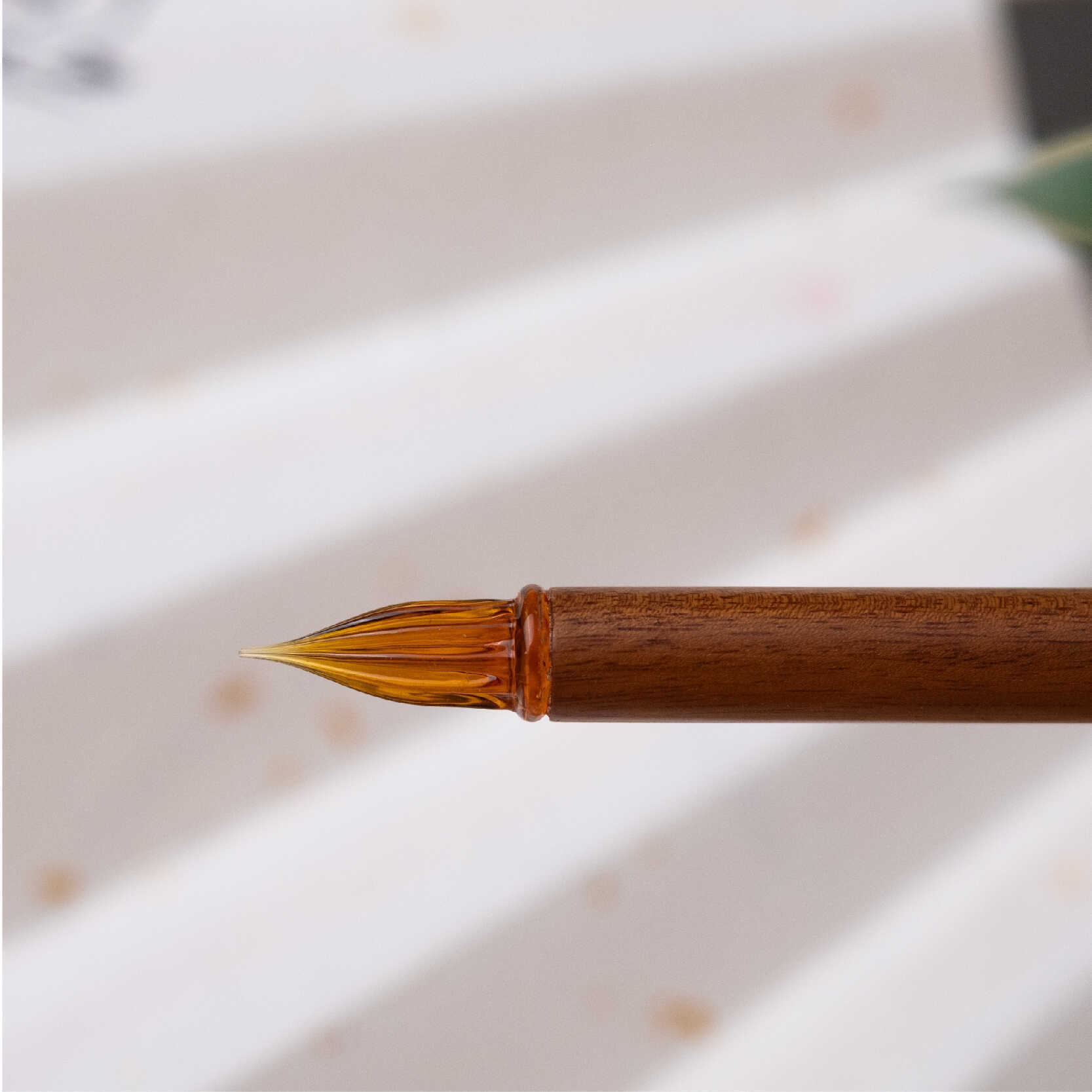 Fanyantan Fangyangtan Wooden Pole Dip Pen Color Ink Test Color Glass Pen Handmade Polished Log Pen