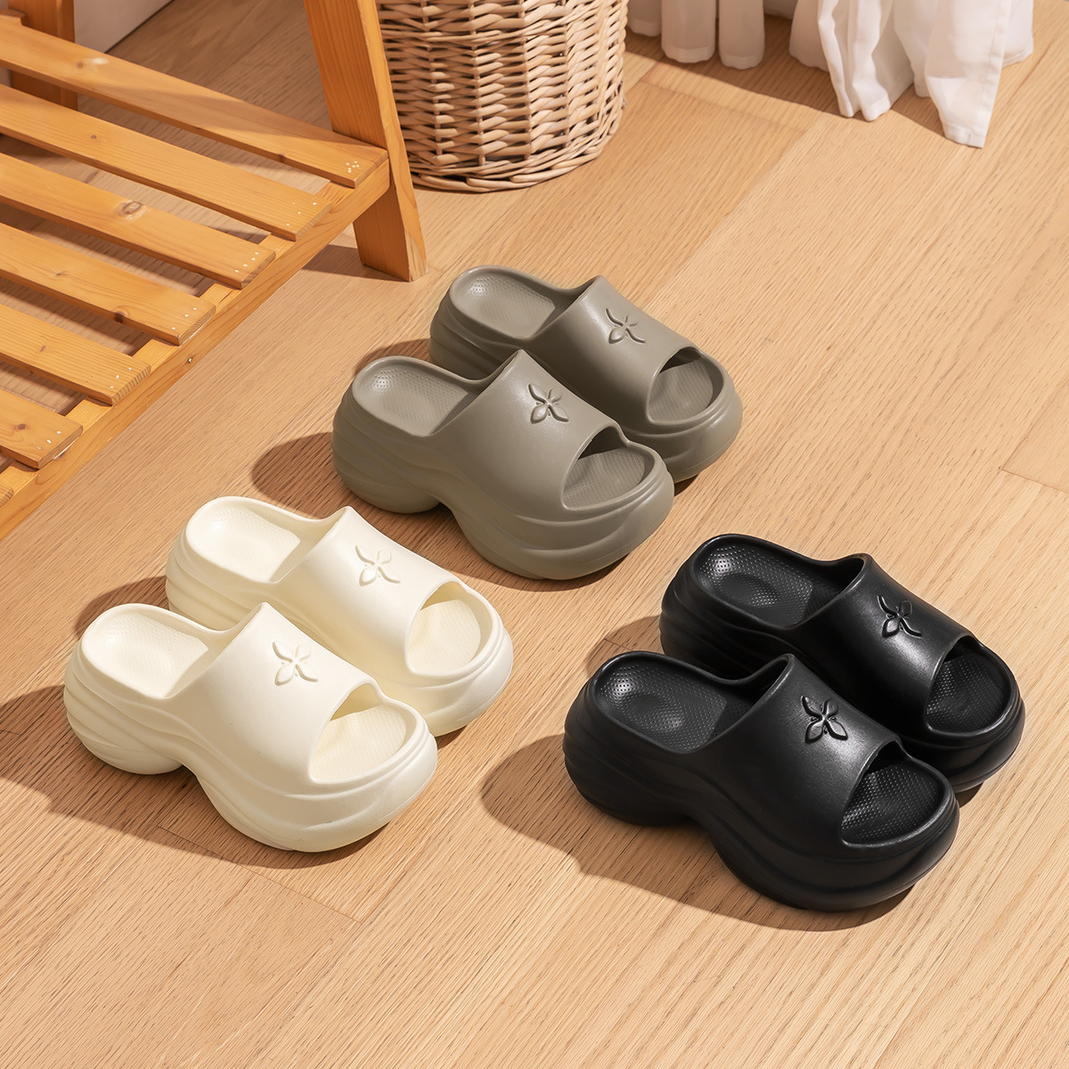 Lidani 8cm Thick-Soled Height-Increasing Slippers for Women, Summer Outdoor Sandals, Beach Shoes, Sandals, Slippers, Outdoor Dwarf Shoes