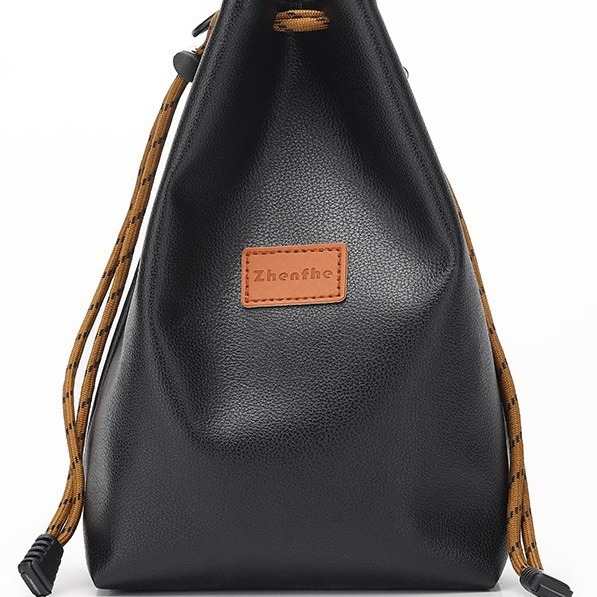 Lens Bag Storage Bag Micro Single Digital Camera Case Black Card Sleeve PU Protective Case Single Shoulder Photography Bag for Men and Women