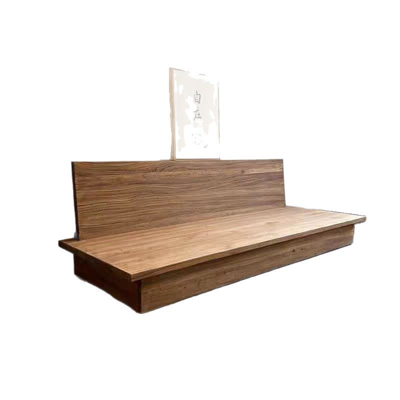 Quiet Wind Old Elm Straight Row Sofa Solid Wood Living Room Sofa Tatami Bed Mortise and Tenon Joint Floor Sofa Bed Homestay