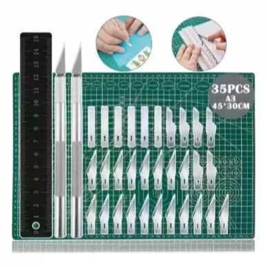 Pp Plastic A3 Mat + Metal Engraving Knife + Ruler 15cm + Blade Combination Set