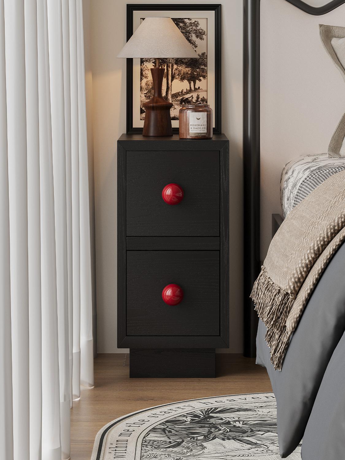 Narrow Retro-Style Small Bedroom Bedside Table with a Vintage Feel, Ultra-Narrow Bedside Cabinet for Home Use, Free Shipping