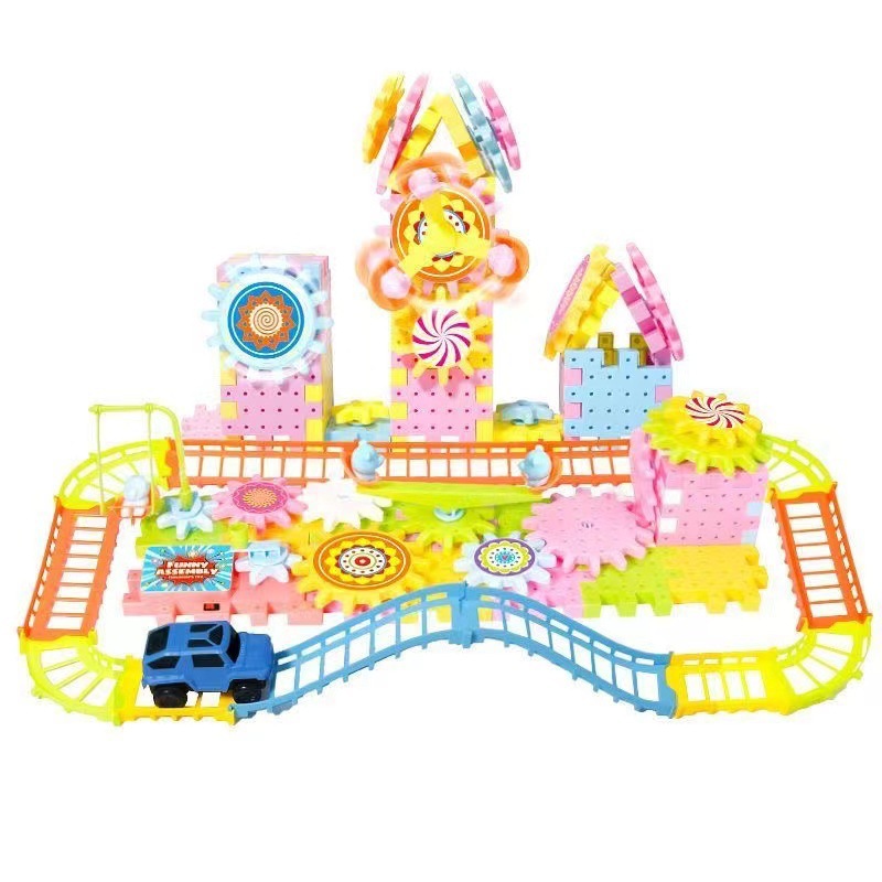 Variables Electric Building Blocks Rotating Gear Children's Toys Benefit Intelligence Large Particle Assembled suit Boys Jigsaw Cross-border